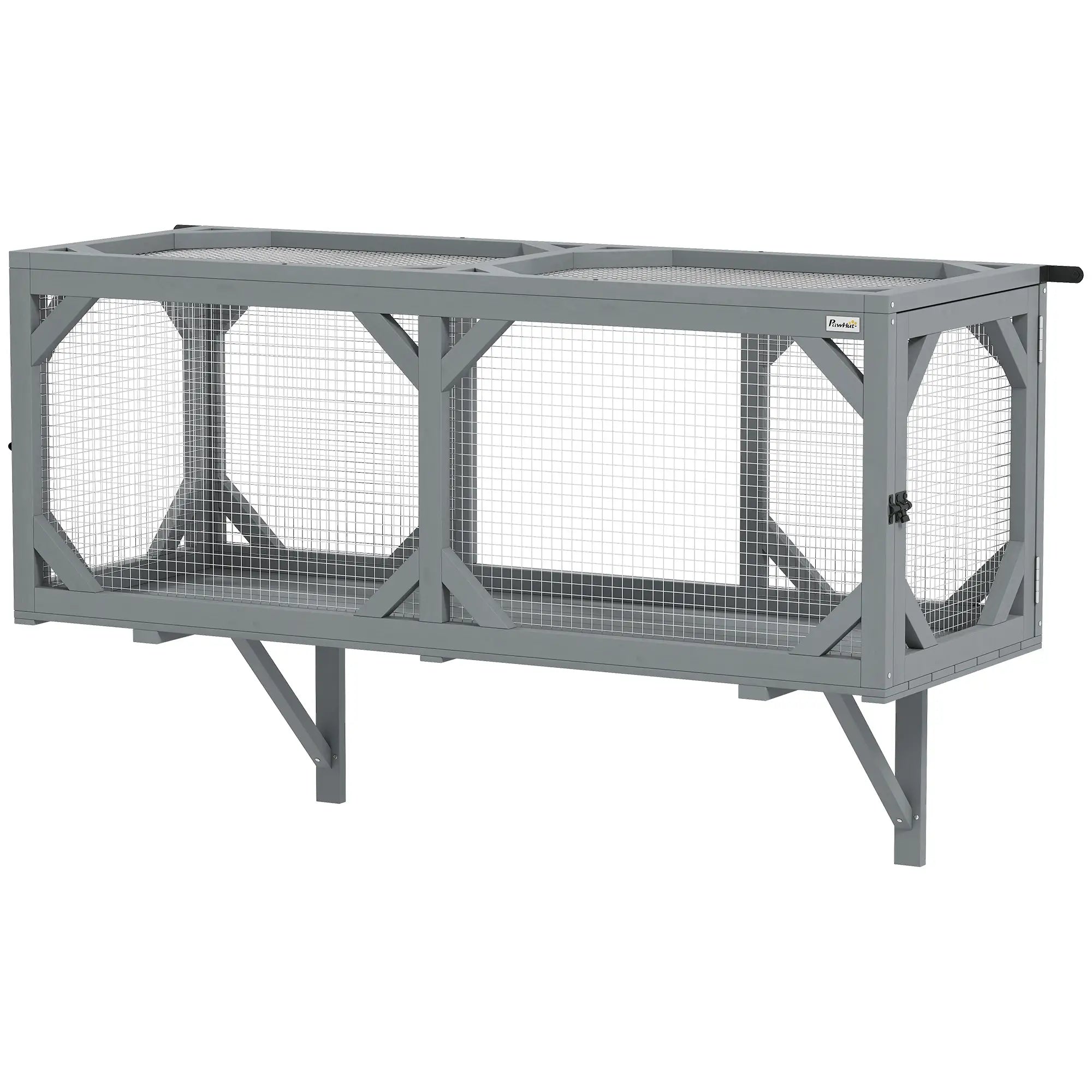 Wooden Cat Tunnel, Outdoor Cat Enclosure, 2 Doors, Extendable Design Outdoor Cat Enclosures Grey at Gallery Canada