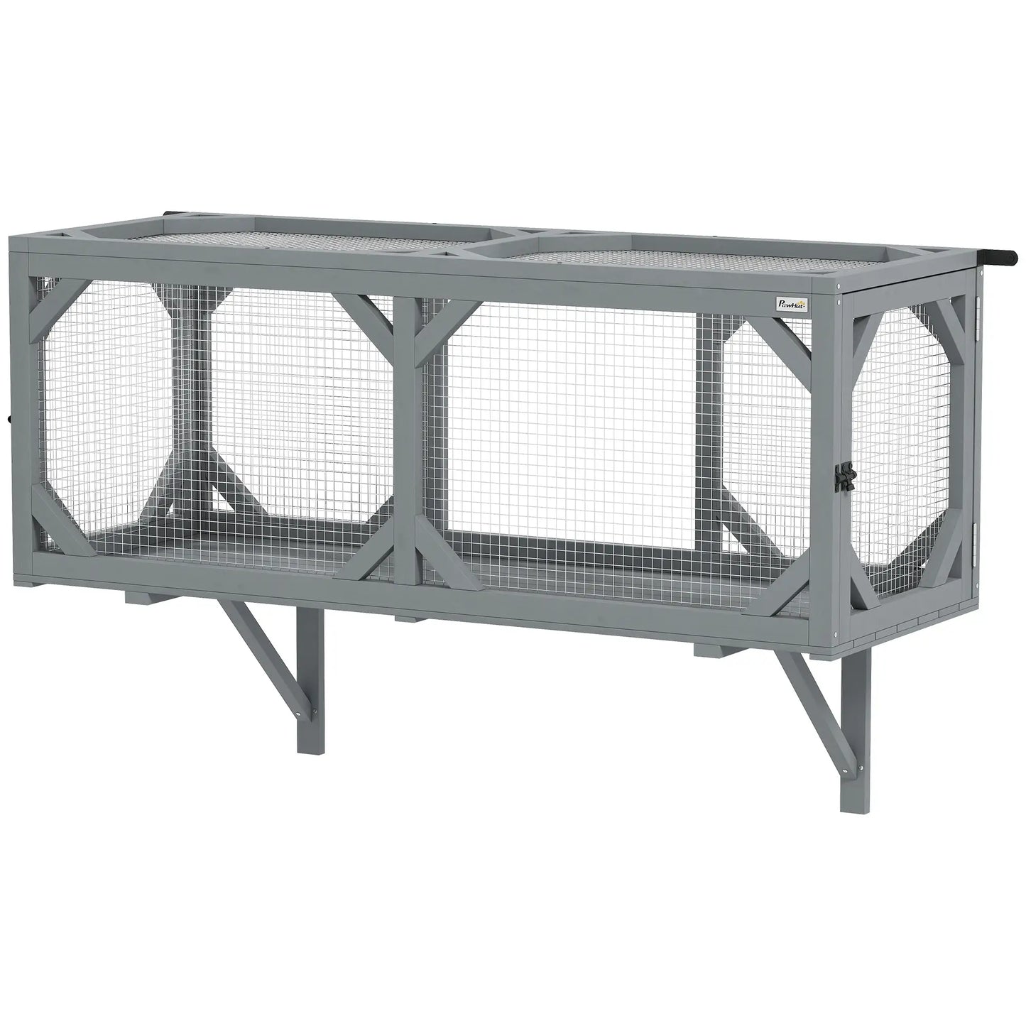 Wooden Cat Tunnel, Outdoor Cat Enclosure, 2 Doors, Extendable Design Outdoor Cat Enclosures Grey at Gallery Canada