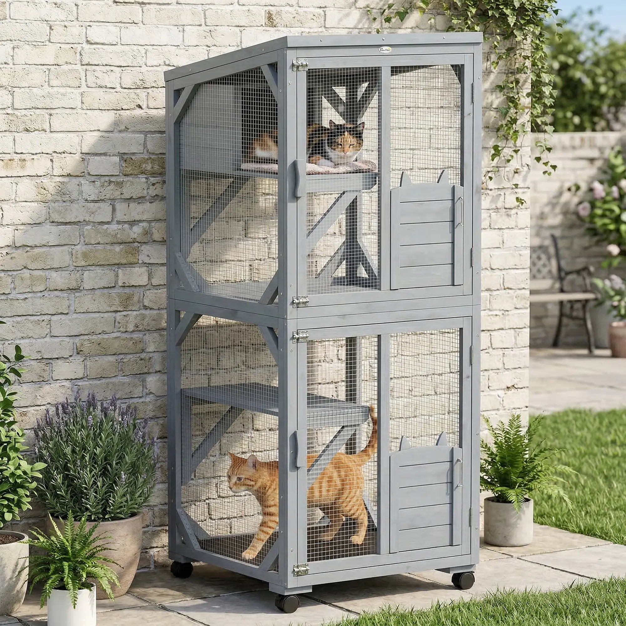 Movable Catio With Resting Box, 3 Jumping Platforms, Waterproof Roof Outdoor Cat Enclosures at Gallery Canada