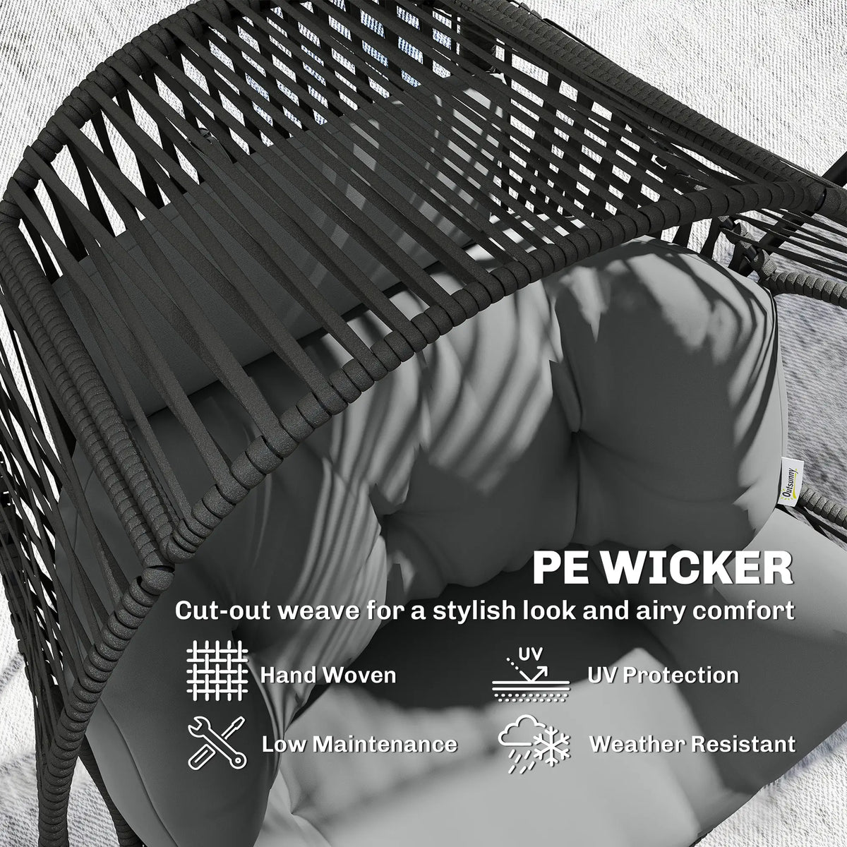 Wicker Egg Chair, Indoor Outdoor Rattan Lounge Chair, Grey Patio Chairs at Gallery Canada