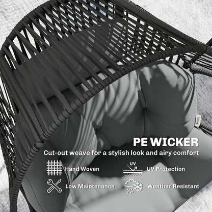 Wicker Egg Chair, Indoor Outdoor Rattan Lounge Chair, Grey Patio Chairs at Gallery Canada