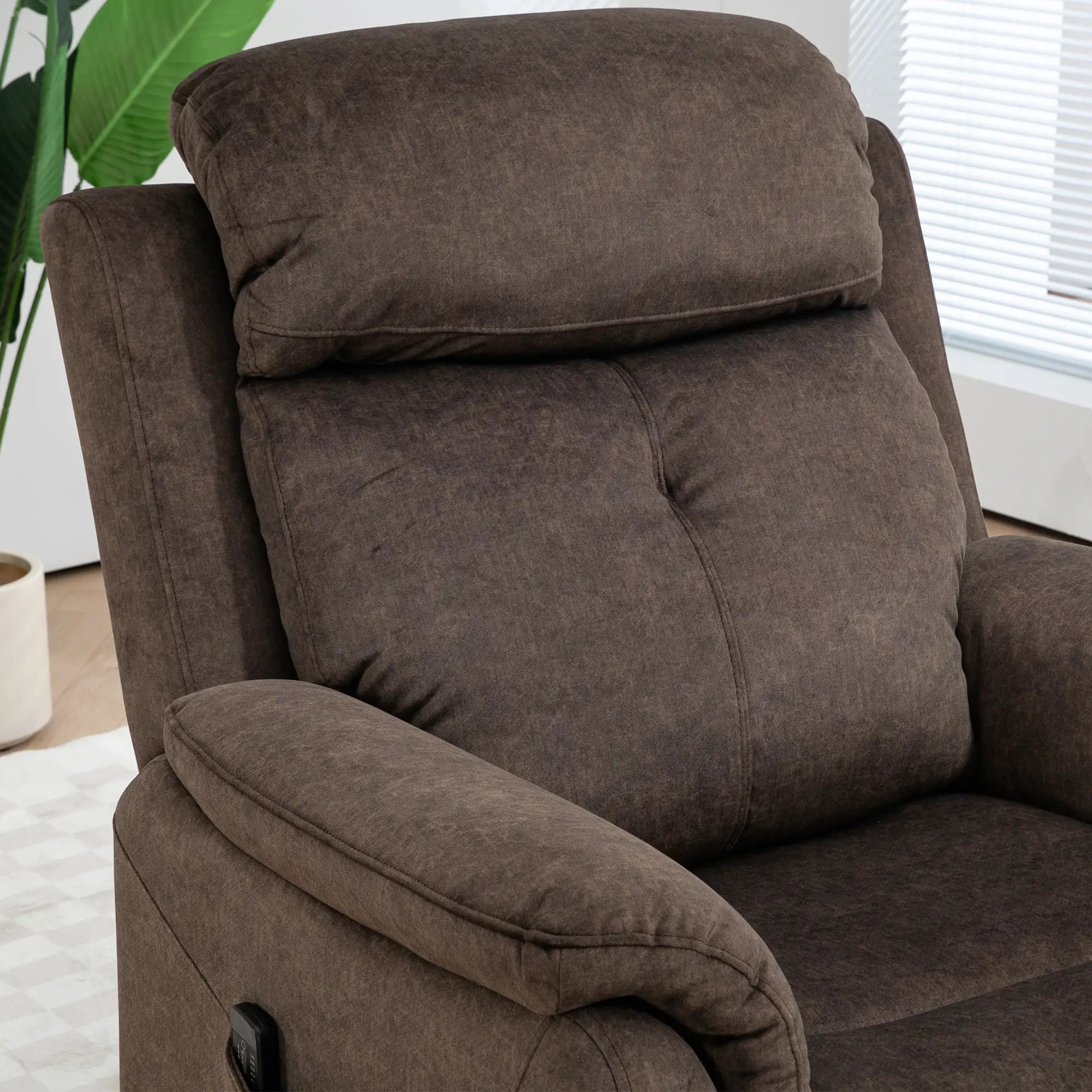 Manual Recliner Chair with Vibration Massage, Reclining Chair for Living Room with Side Pockets, Brown Single Sofas at Gallery Canada
