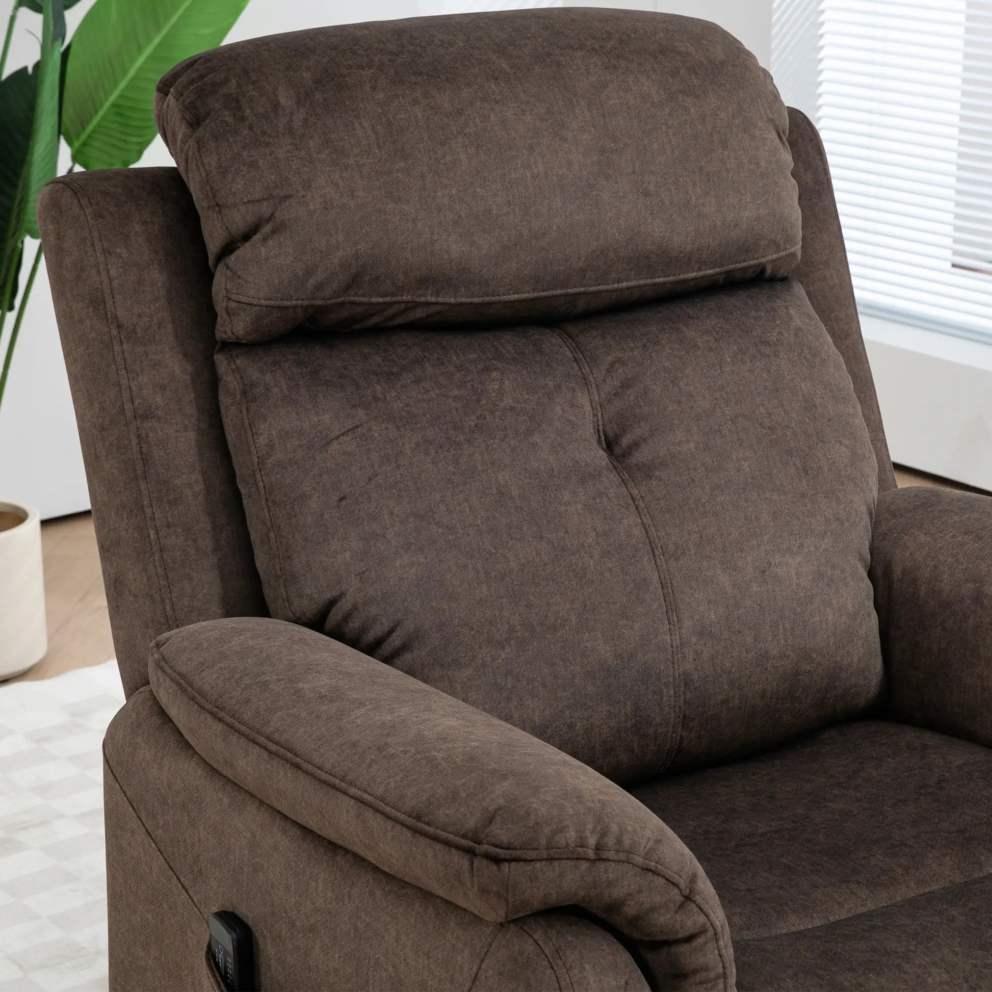 Manual Recliner Chair with Vibration Massage, Reclining Chair for Living Room with Side Pockets, Brown Single Sofas at Gallery Canada