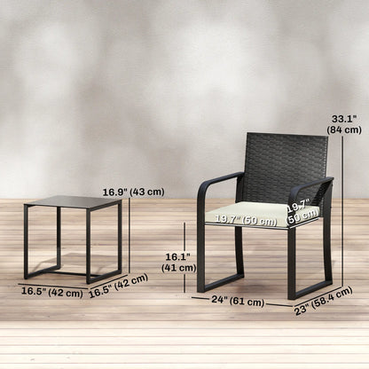 3 Piece Wicker Patio Set, Glass Table, Mesh Seat, Cream White Patio Furniture Sets at Gallery Canada