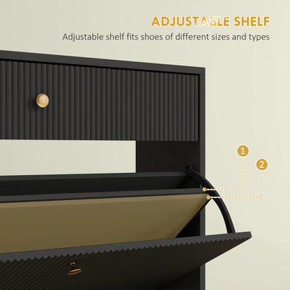 Narrow Shoe Storage Cabinet, Adjustable Shelves, 12 Pairs, Black Shoe Storage Cabinets & Racks at Gallery Canada