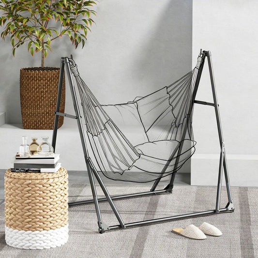 Foldable Hammock Stand, 2 In 1, 120kg Capacity, Black Hammock Stands Black at Gallery Canada