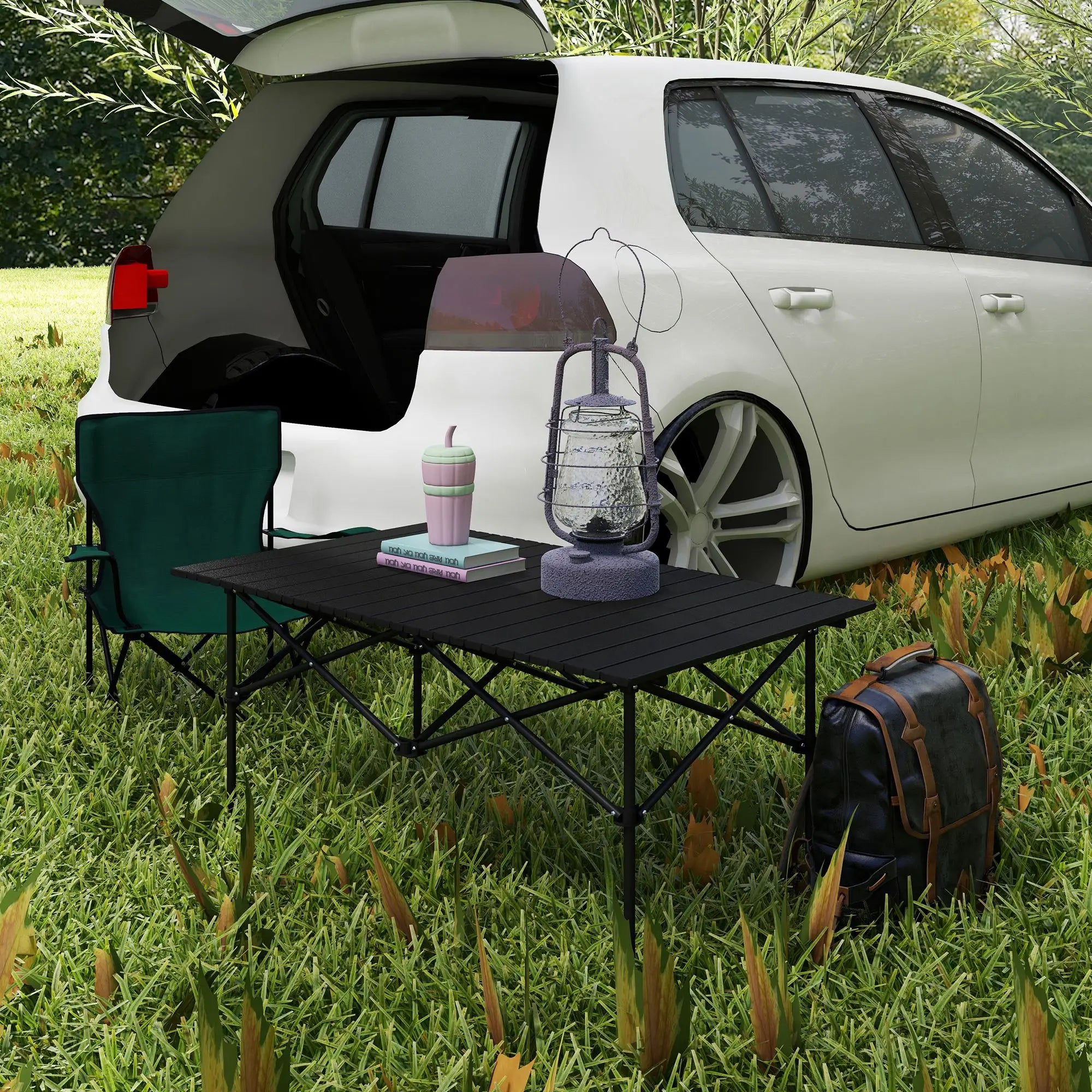 Folding Camping Table, Roll up Top, Carry Bag, Portable, Black Picnic Tables & Camping Chairs at Gallery Canada