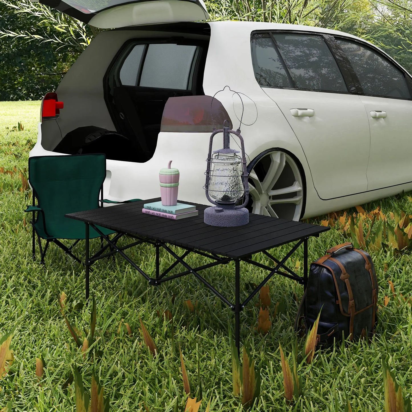 Folding Camping Table, Roll up Top, Carry Bag, Portable, Black Picnic Tables & Camping Chairs at Gallery Canada