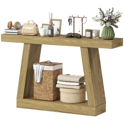 55" Farmhouse Console Table with Storage, Oak Console Tables Oak at Gallery Canada