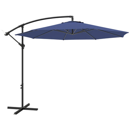 9.7ft Offset Patio Umbrella, 8 Ribs, Crank Handle, Cross Base, Blue Offset Cantilever Umbrellas Blue, Black at Gallery Canada