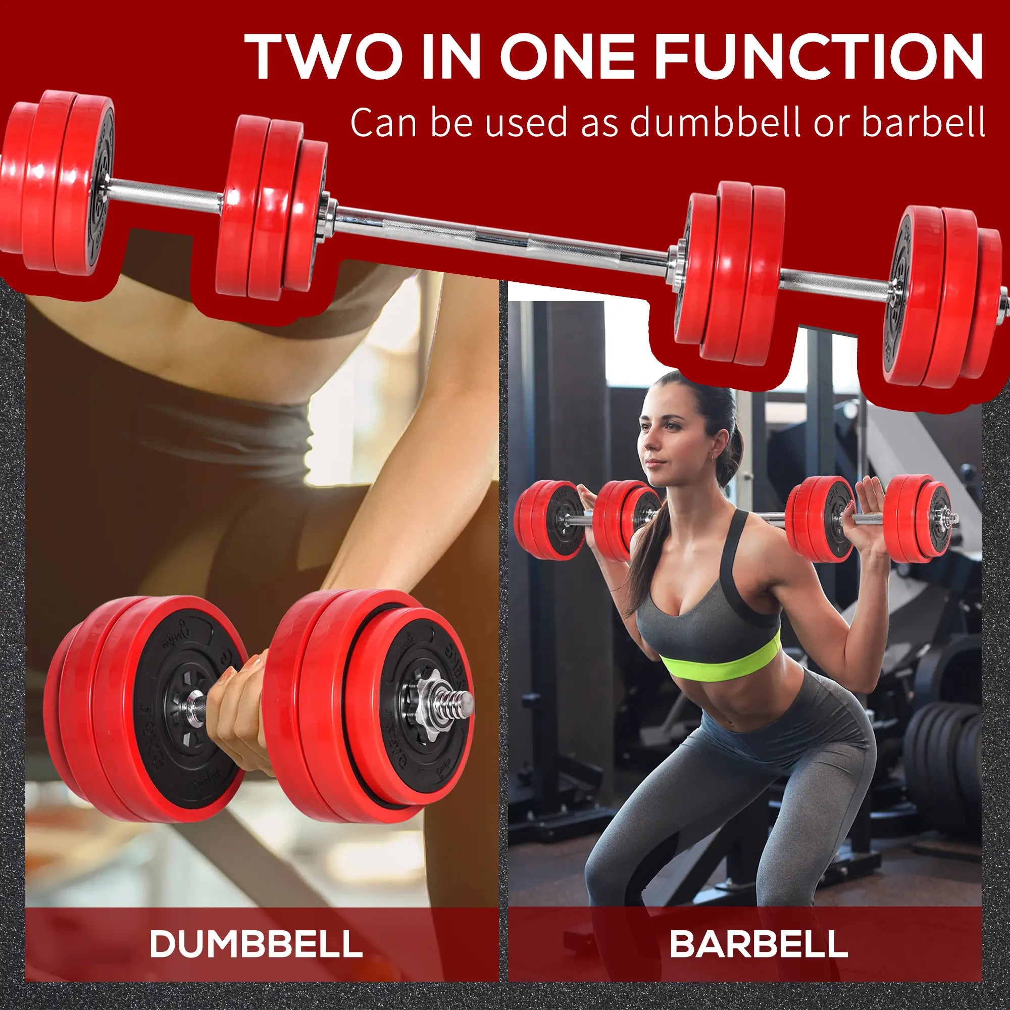 66lbs 2-In-1 Dumbbell, Barbell Adjustable Set, Strength Exercise Dumbbells & Barbells at Gallery Canada