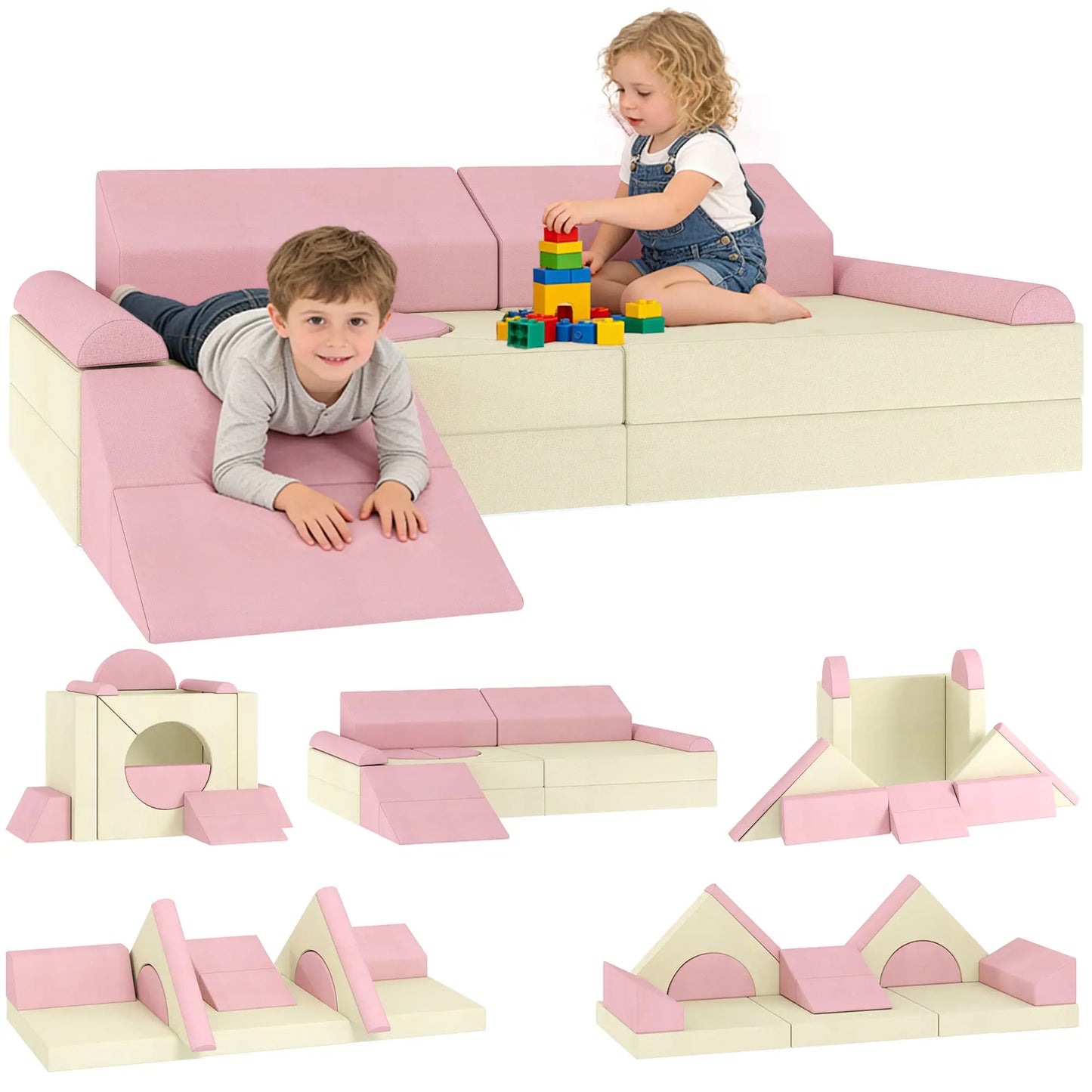 Modular Kids Play Couch, Child Sectional Sofa, Convertible Foam Cushion, Pink Kids Gym & Playmats at Gallery Canada
