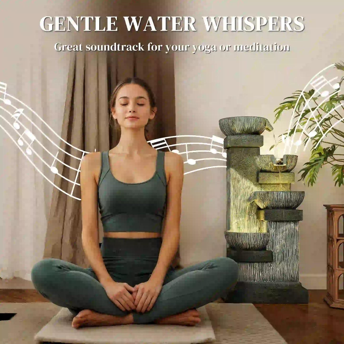 33.5 Inch 4-Tier Resin Cascading Water Fountain, LED Lights, Pump Water Fountains at Gallery Canada