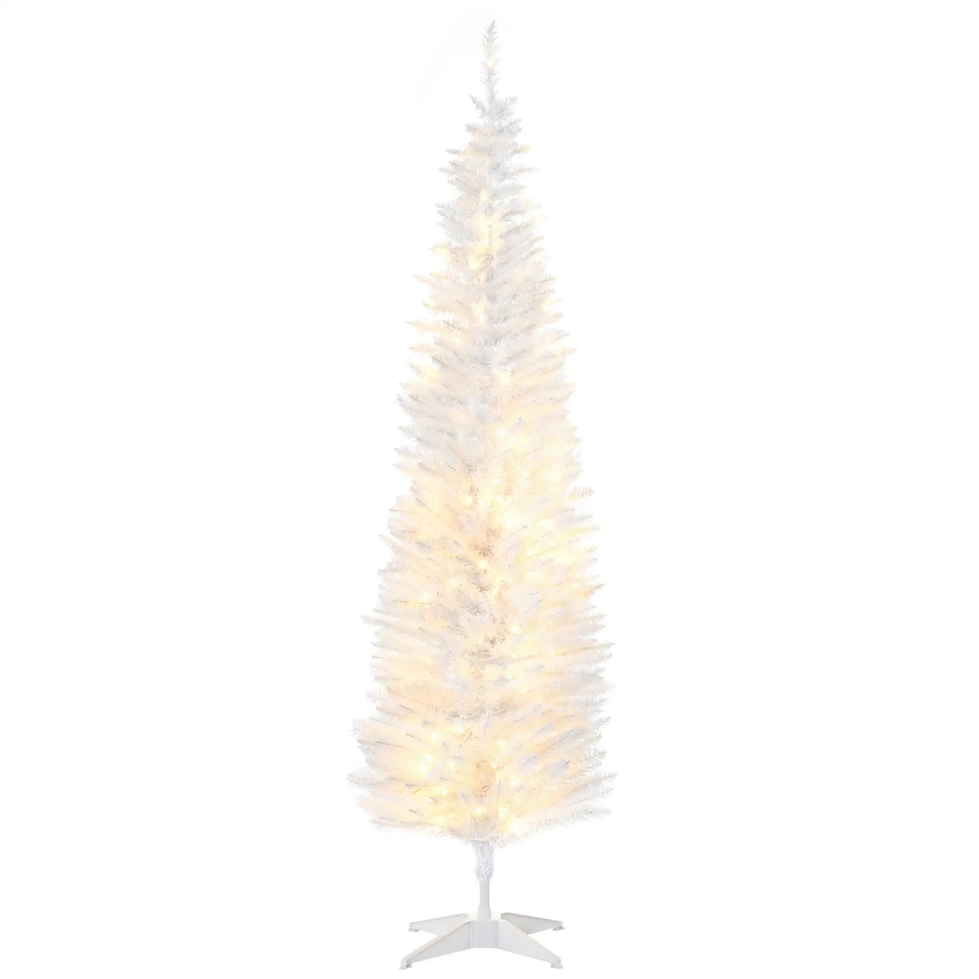 6' Pre Lit Artificial Pencil Christmas Tree, Warm White LED Lights, White Pencil Christmas Trees White Tree, Warm White LEDs at Gallery Canada