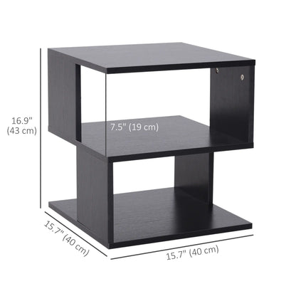 Modern Square 3 Tier Wood Coffee Table, Small Desk, Black Side Tables at Gallery Canada