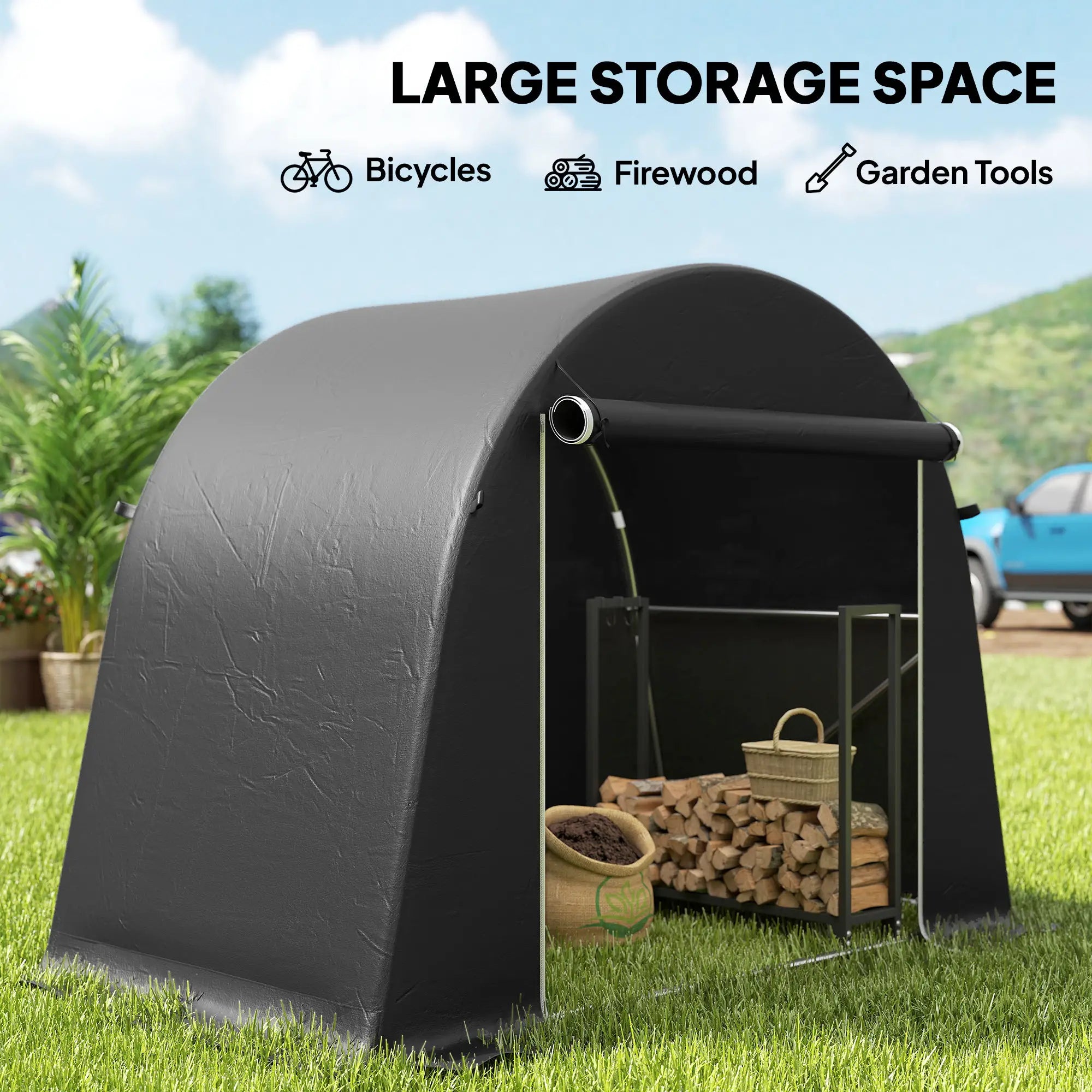 8' x 4' Portable Shed, Waterproof Bike Tent, Roll-Up Zipper Door Sheds at Gallery Canada