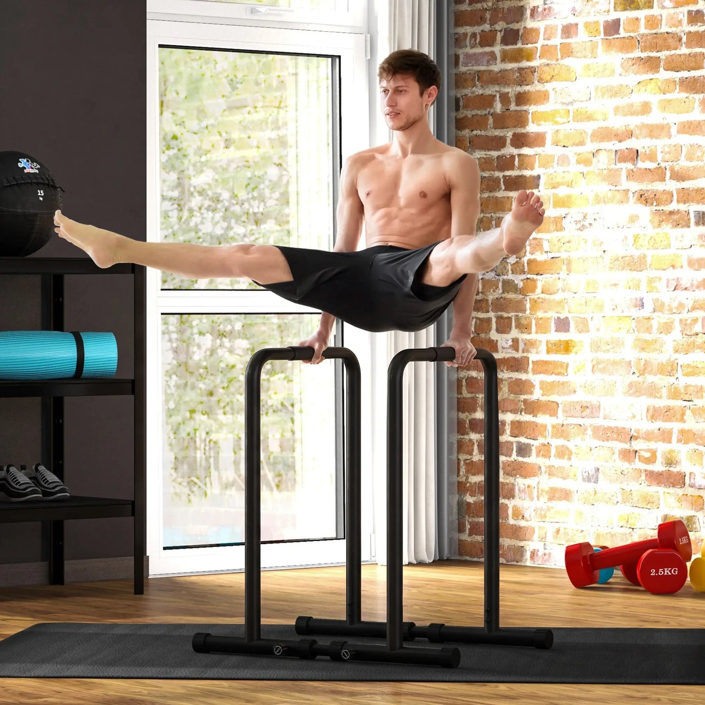 Adjustable Dip Station, Push Up Bars, 6 Width, 2 Height Levels More-Strength Training Equipment at Gallery Canada