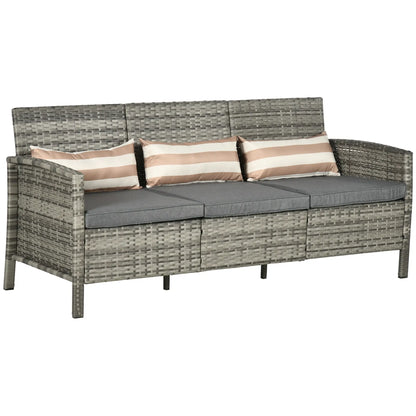 3-Seater Wicker Sofa, PE Rattan Outdoor Couch, Removable Cushions, Grey Patio Furniture Sets at Gallery Canada