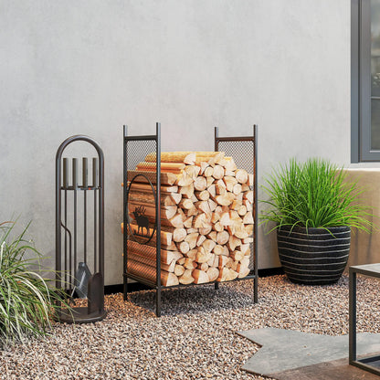 Firewood Rack Outdoor, 19" Heavy Duty Metal Log Holder with Mesh Sides Firewood Racks at Gallery Canada