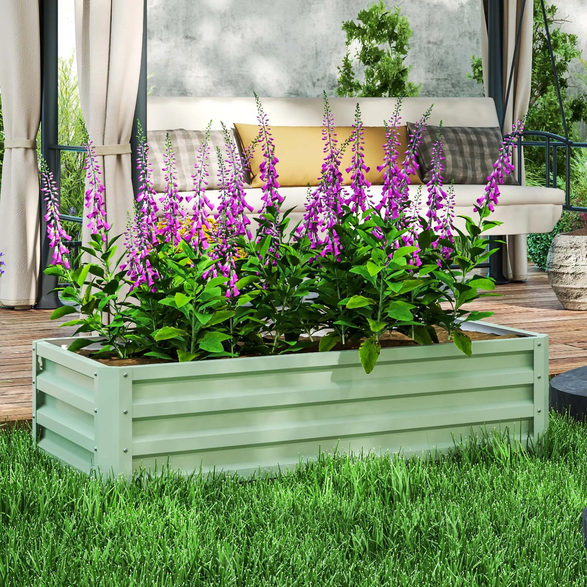 Galvanized Raised Garden Bed, 4' x 2' x 1', Green Galvanized Planter Boxes at Gallery Canada