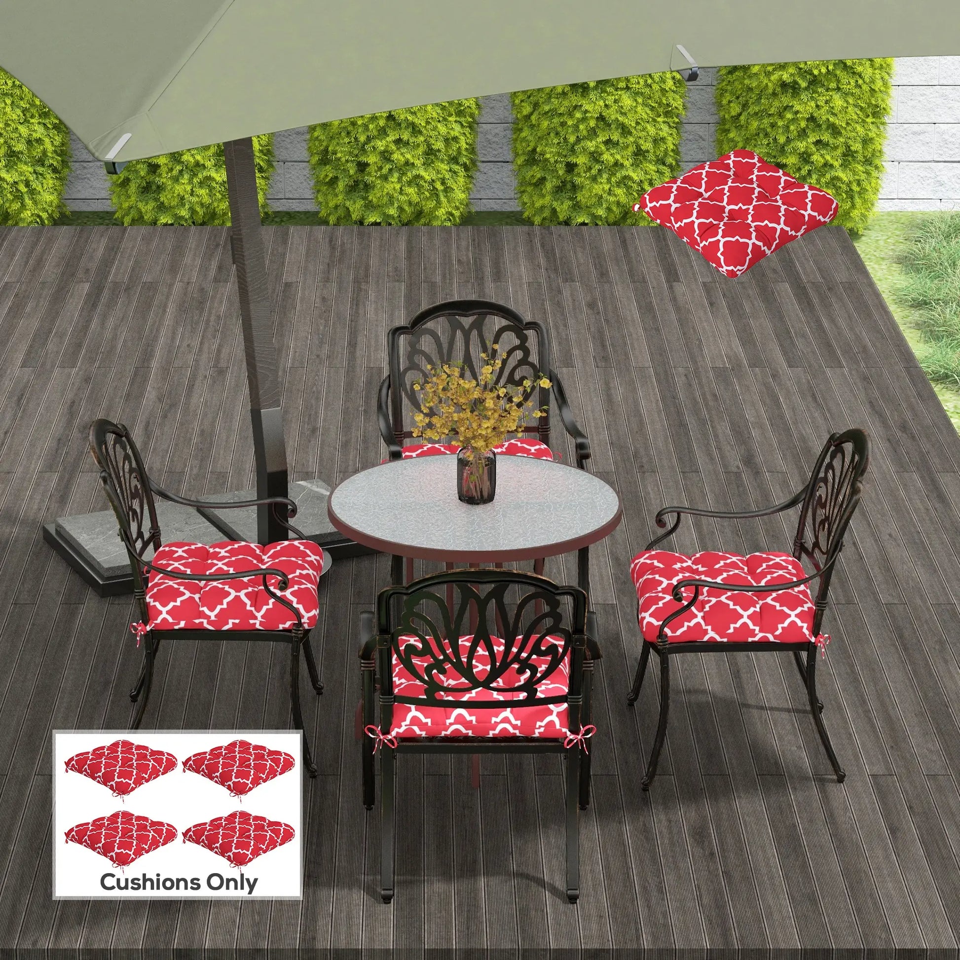 4-Piece Seat Cushion Pillows, Patio Chair Cushions with Ties, Indoor Outdoor Patio Chair Cushions at Gallery Canada