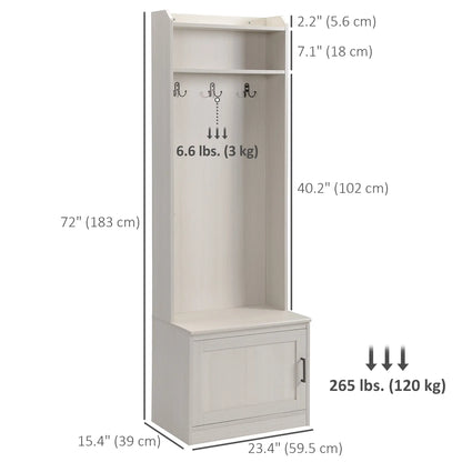 Rustic Hall Tree, Shoe Storage Bench, Coat Rack, Shelves, White Clothing Storage at Gallery Canada