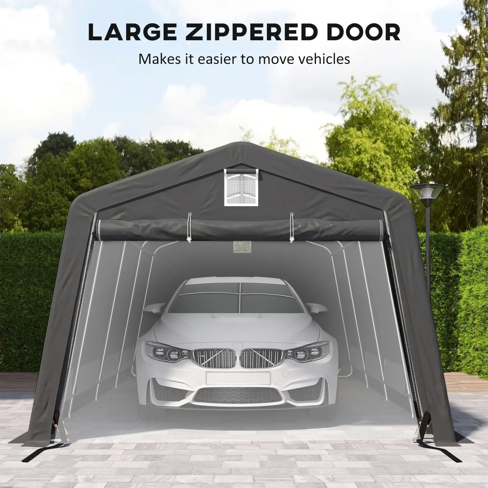 11' x 20' Portable Garage, Heavy Duty Carport Canopy, Dark Grey Car Shelters at Gallery Canada