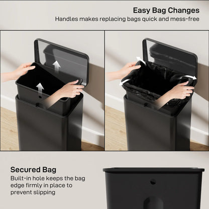 5.3 Gallon Garbage Bin with Soft Close Lid, Removable Inner Bucket, Matte Black Small Kitchen Appliances at Gallery Canada