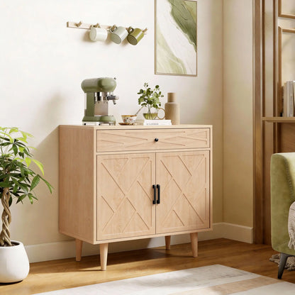 30" Sideboard With Patterned Doors, Oak Buffet Cabinet With Drawer Storage Cabinets at Gallery Canada