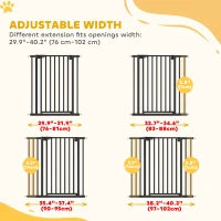 Pet Gate 30-40" W, Auto-Close, Two-Way Open, Pressure Mounted