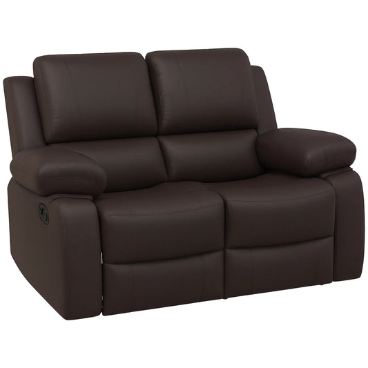 PU Leather Manual Recliner Sofa, Double Loveseat with Footrest, Brown 2-Seater Sofas Brown at Gallery Canada