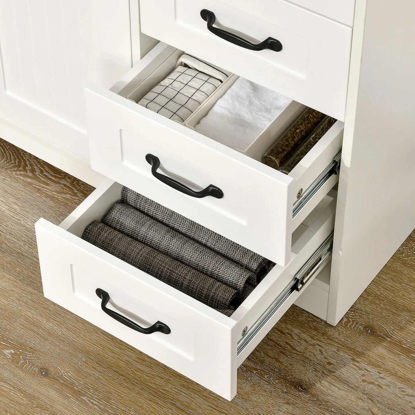 Modern Sideboard Buffet Cabinet, Drawers, Beadboard Door, White Storage Cabinets at Gallery Canada