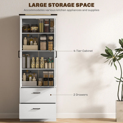 67" Tall Kitchen Pantry Cabinet, Doors, Drawers, Adjustable Shelves, Cream White Kitchen Pantry Cabinets at Gallery Canada