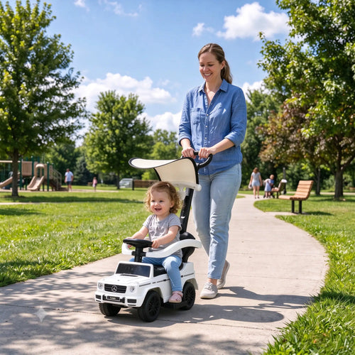 Licensed Push Car, 3-in-1 Toddler Sliding Car, White