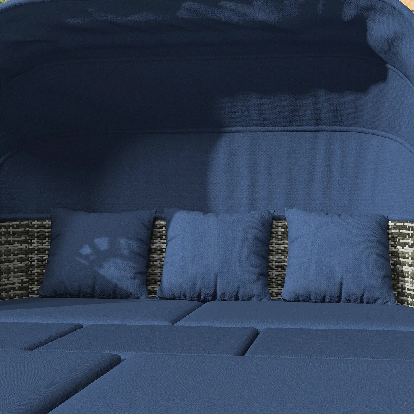 6-Piece Patio Set, PE Rattan Outdoor Daybed, Canopy, Lift Up Table Patio Furniture Sets at Gallery Canada