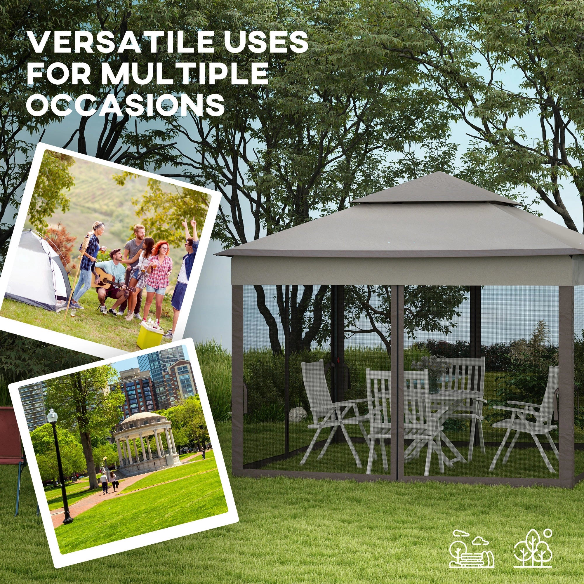 11' x 11' Pop Up Canopy, 2-Tier Soft Top Shelter Tent, Grey Pop Up Canopies at Gallery Canada