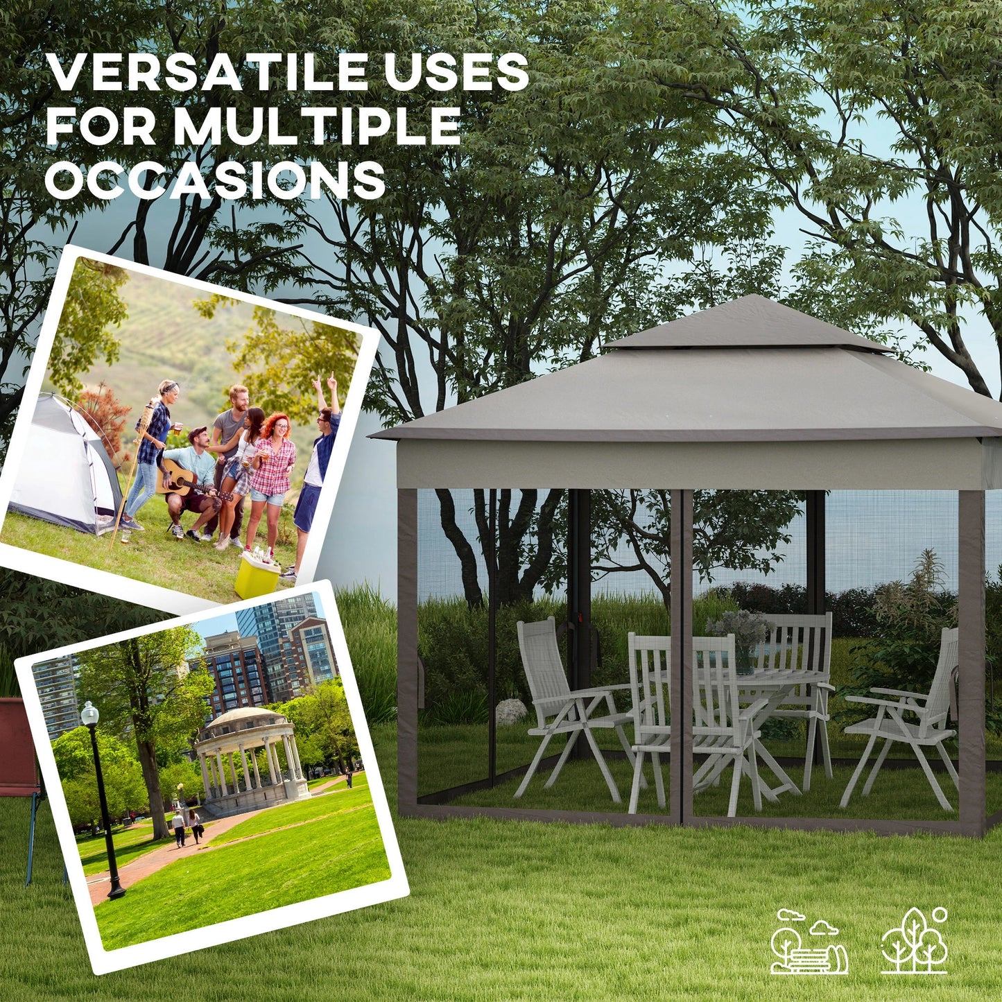 11' x 11' Pop Up Canopy, 2-Tier Soft Top Shelter Tent, Grey Pop Up Canopies at Gallery Canada