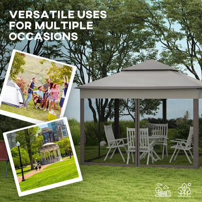 11' x 11' Pop Up Canopy, 2-Tier Soft Top Shelter Tent, Grey Pop Up Canopies at Gallery Canada