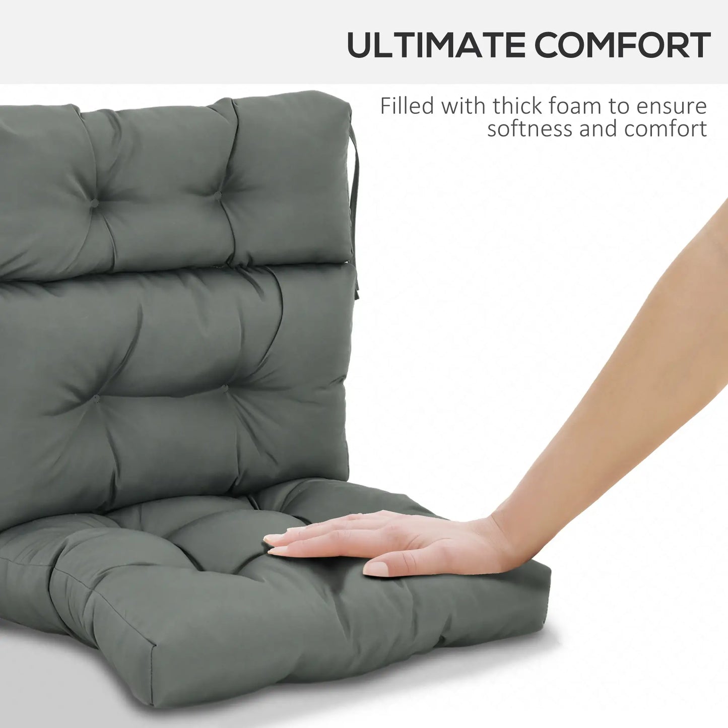 Outdoor Patio Chair Cushion, Tufted with Thick Filling, Dark Grey Patio Chair Cushions at Gallery Canada