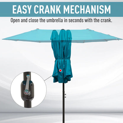 15ft Double-Sided Patio Umbrella, Twin Canopy, Crank, Sky Blue Sun Umbrellas at Gallery Canada