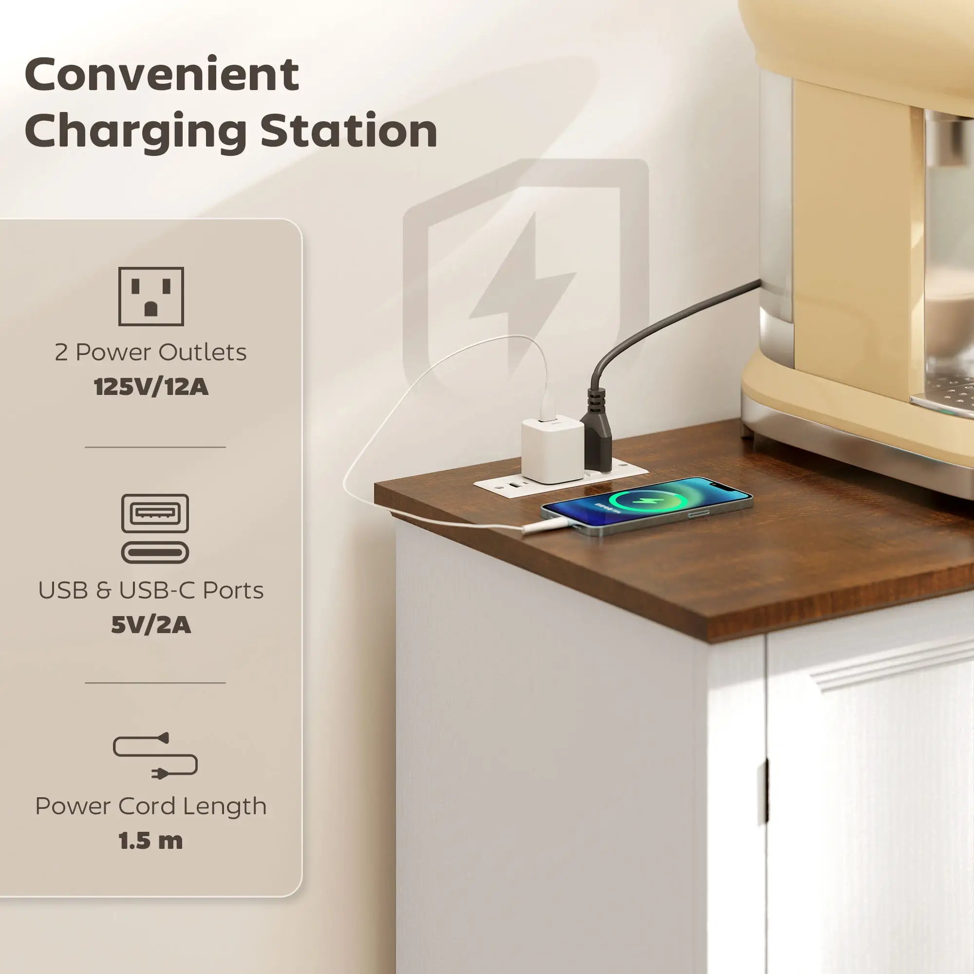Farmhouse Sideboard with Charging Station, 58