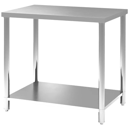 Stainless Steel Workbench, 35 x 24 x 34 Inch, Heavy Duty Table With Shelf