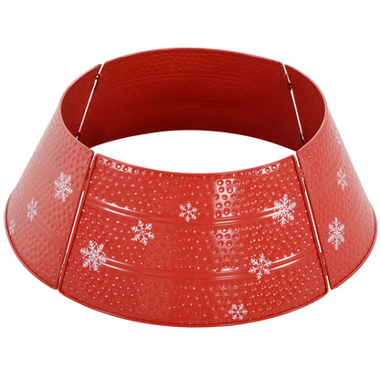 Christmas Tree Collar, 26" Metal, Snowflake Engraving, Red Christmas Trees Red at Gallery Canada