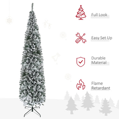 9ft Flocked Pencil Christmas Tree, Realistic Branch Tips, Green Pencil Christmas Trees at Gallery Canada