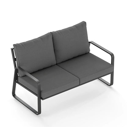 Outdoor Sofa, Thick Cushions, Patio Loveseat, 2 Seater, Black And Light Grey Patio Furniture Sets at Gallery Canada
