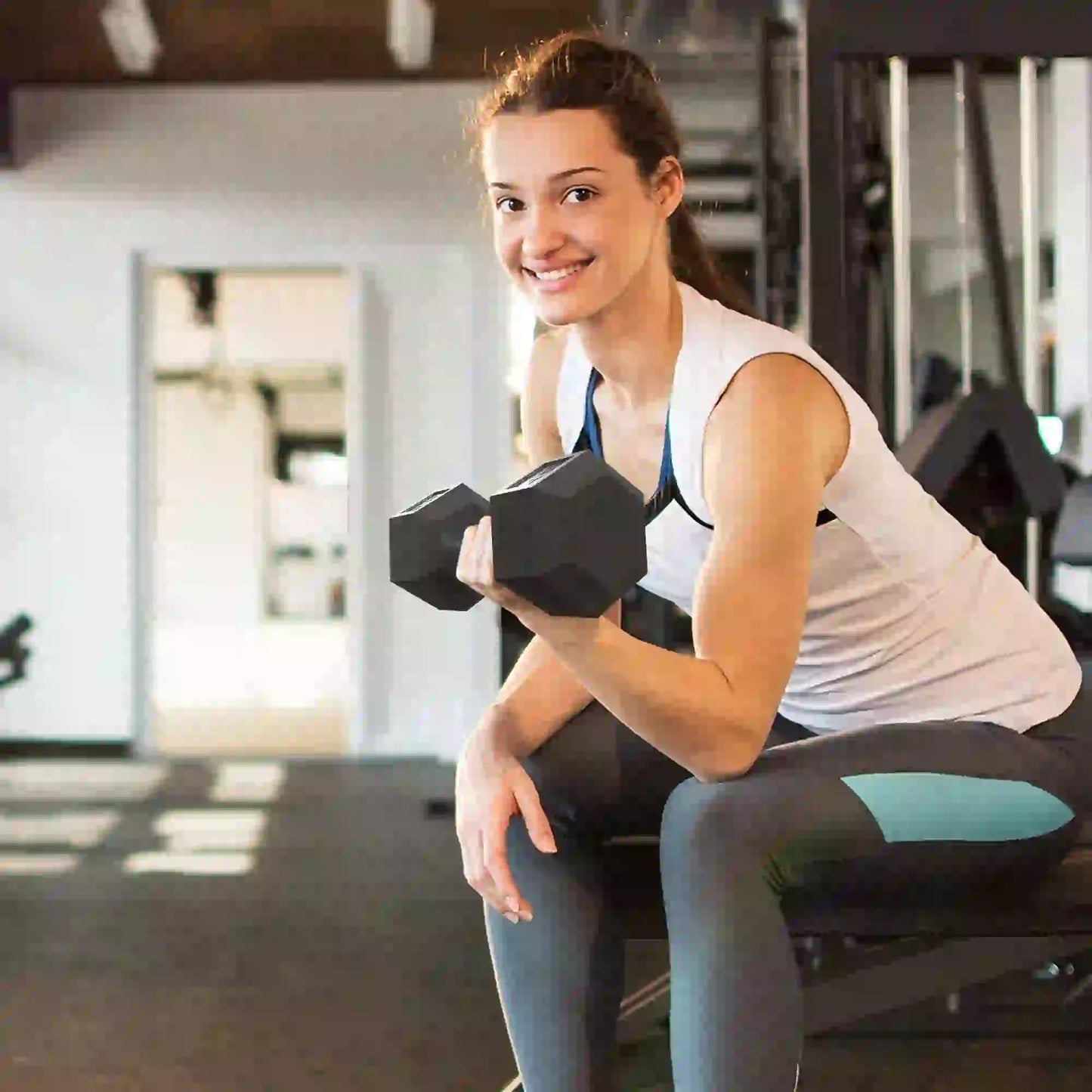 2 x 45lbs Rubber Hex Dumbbells, Fitness Training, Black Dumbbells & Barbells at Gallery Canada