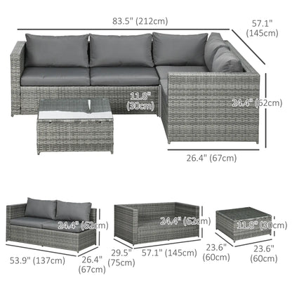 3pc Rattan Wicker Outdoor Furniture Set, Loveseats, Coffee Table, Grey Patio Furniture Sets at Gallery Canada