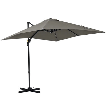 8' x 8' Square Patio Umbrella, 360° Rotation, Aluminum, Light Grey Cantilever Umbrellas at Gallery Canada