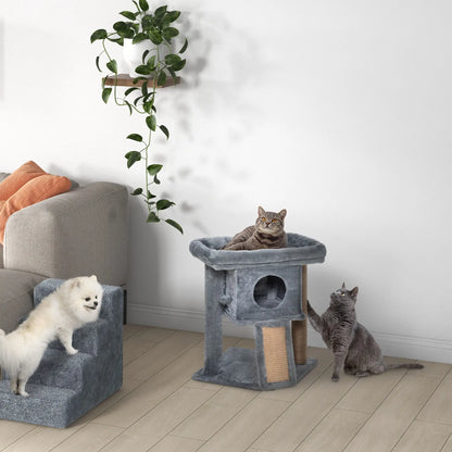 Small Cat Tree Tower with Perch, Scratching Post, Condo, Toy Ball, Grey Cat Posts at Gallery Canada