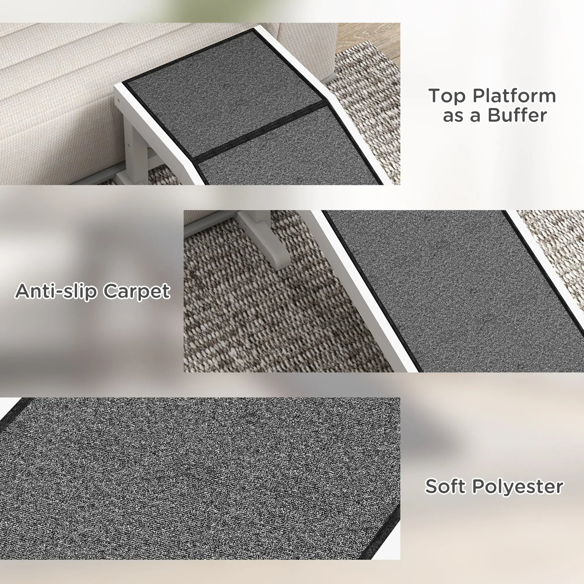 Pet Ramp, Dog Cat Bed Steps, Non-Slip Carpet, 49